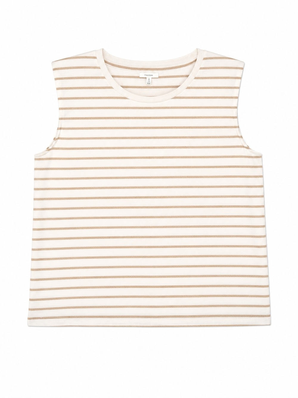 Maurices Cream & Beige Striped Shoulder Pad Tank Top | Sleeveless Crew Neck XXL